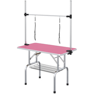 Adjustable Dog Grooming Table with 2 Safety Slings, Storage Basket, Black – view 22
