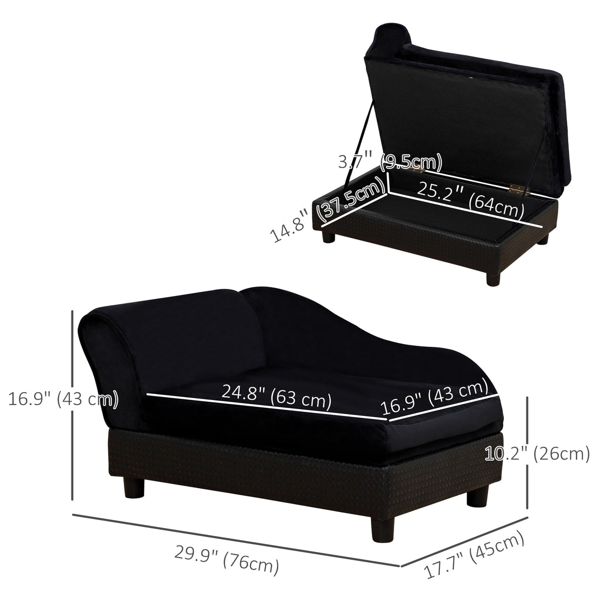 Pet Sofa Dog Couch Chaise Lounge Pet Bed with Storage Function Small Sized Dog Various Cat Sponge Cushioned – view 9