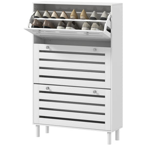Narrow Shoe Storage Cabinet, 3 Flip Drawers, Adjustable Shelves, 18-24 Pairs Capacity, Black – view 8