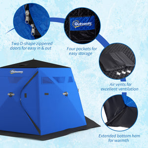 4 Person Insulated Ice Fishing Shelter, Pop-Up Portable Ice Fishing Tent with Carry Bag and Two Doors for – view 13