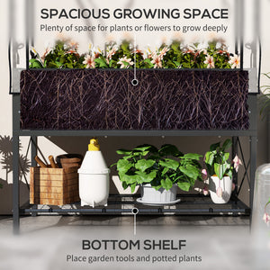 Raised Garden Bed with Cover, Metal Elevated Planter Box with Bottom Shelf and Liner, Black – view 11