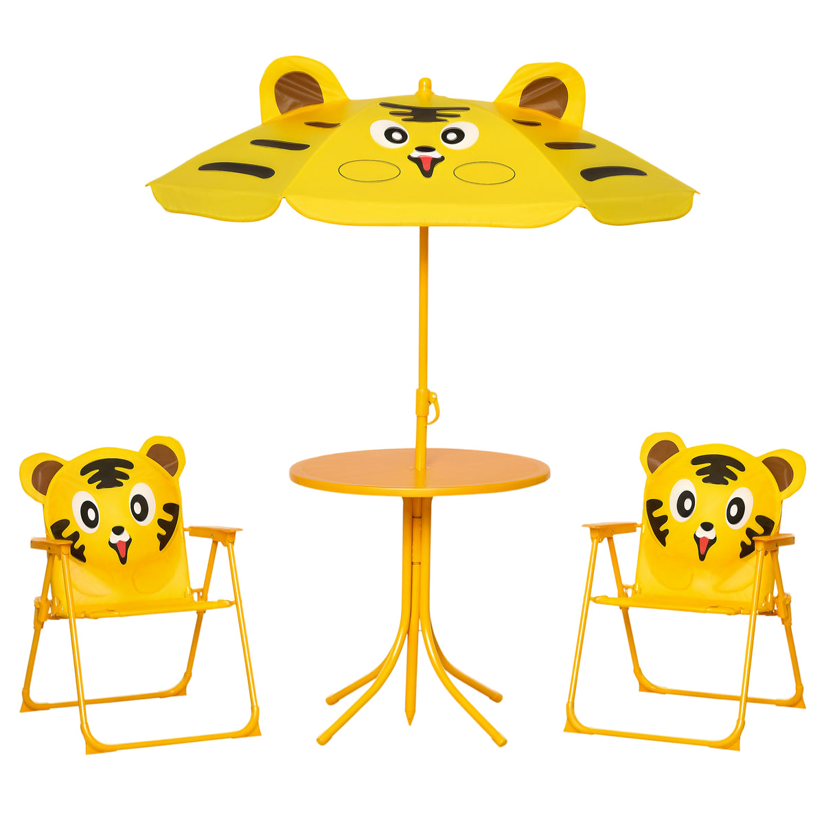 Kids Folding Picnic Table and Chair Set Pattern Outdoor Garden Patio Backyard with Removable & Height – view 8
