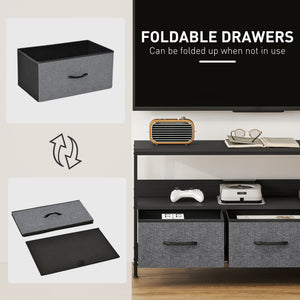 TV Stand with Charging Station, TV Table with 2 Foldable Linen Drawers and Open Shelf for 47 Inch – view 17