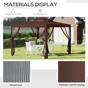 10' x 10' Outdoor Canopy Tent Party Tent with Mesh Netting and Double Tier Roof for Backyard, Garden – view 18