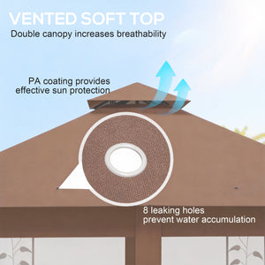 10'x10' Soft-top Steel Patio Gazebo Outdoor Sun Shelter with 2-Tier Polyester Roof, Curtain Sidewalls, Beige – view 31
