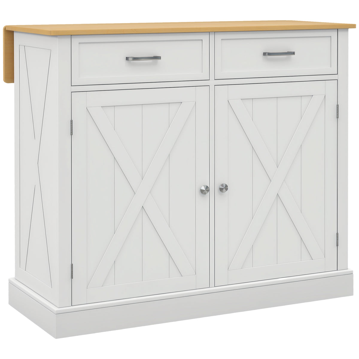 Kitchen Island with Drop Leaf, Rolling Kitchen Cart with 2 Drawers, Adjustable Shelves and Wood Countertop – view 8