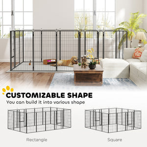 16 Panels Dog Playpen with Straps, Portable & DIY, for Small Dogs, for Yard, RV, Camping, Garden, 24" Height