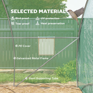 Walk-In Tunnel Greenhouse, Plant Hot House with 4 Windows and Zipper Door, 10' x 10' x 7' , Green