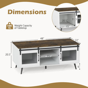 Farmhouse Coffee Table with Sliding Doors Rectangular with Adjustable Shelf-Rustic Brown view 5