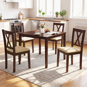 Farmhouse Dining Table for 4 People 35 Inches Square Kitchen Table-Walnut view 3