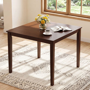 Farmhouse Dining Table for 4 People 35 Inches Square Kitchen Table-Walnut view 6