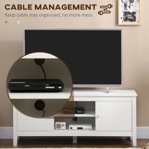 Modern TV Stand for TVs up to 55", TV Bench with Storage Cupboards and Shelves, 47.2" x 16.7" x 19.7", White
