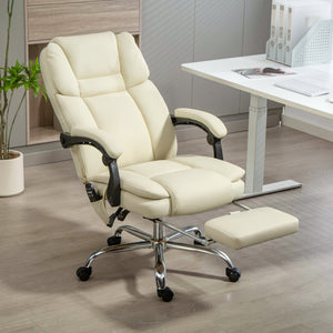 Massage Office Chair, Reclining Executive Office Chair with 6-Point Vibration, Footrest and High Back, Black – view 21