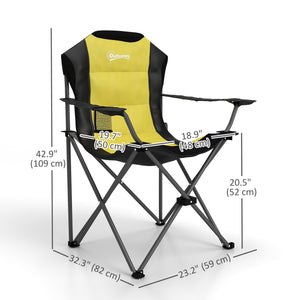 2 Pack Folding Camping Chairs, High Back Folding Chairs w/ Cup Holder, Padded Camping Chairs for Outdoor Events, Cream
