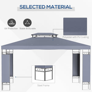 10' x 13' Outdoor Gazebo, Double Roof Patio Gazebo Canopy Shelter with Screen Decorate Corner Frame, White – view 11