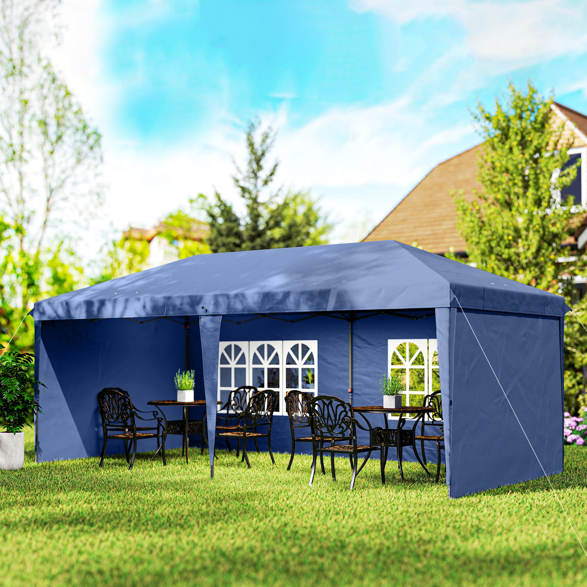 10' x 20' Outdoor Pop Up Canopy Tent Party Tent Instant Shelter W/ Carrying Bag, Blue – view 7