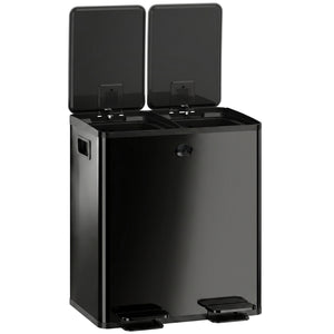 Garbage Bin, Soft-Close Trash Can with Foot Pedal, 2x5 Gal (2x20 L) Garbage Can with Removable Inner Buckets, Black