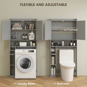 Modern Over the Toilet Storage Cabinet with 2 Doors, Above Commode Storage Cabinet with Toilet Paper – view 4