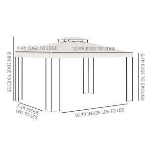 10' x 13' Outdoor Gazebo, Double Roof Patio Gazebo Canopy Shelter with Screen Decorate Corner Frame, White – view 2