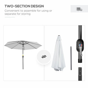 10' x 8' Round Market Umbrella, Patio Umbrella with Crank Handle and Tilt, Outdoor Parasol for Garden, Blue – view 61