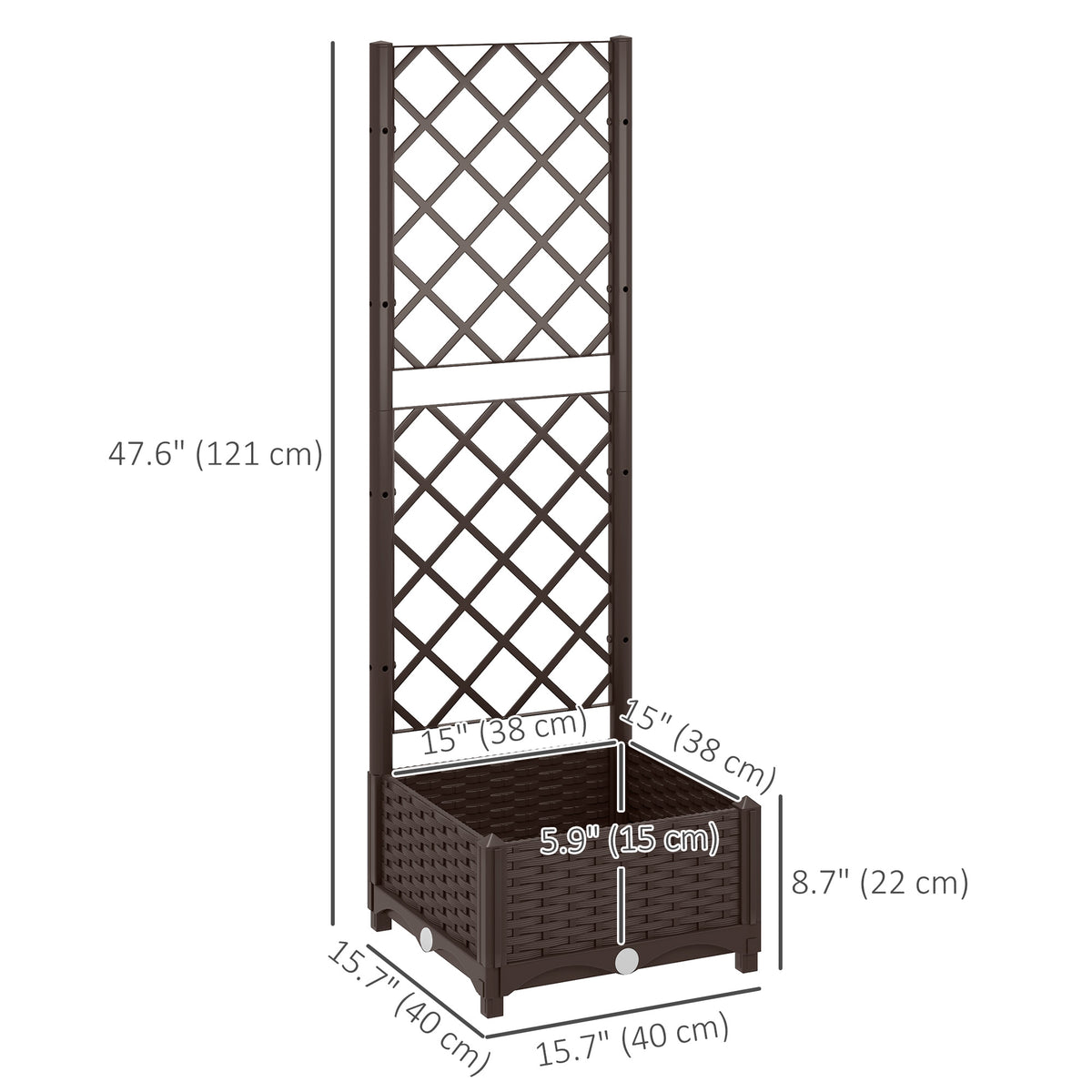 Raised Garden Bed with Trellis, Plastic Raised Flower Bed with Drainage Holes and Drain Plugs – view 2