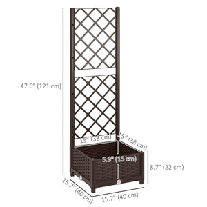 Raised Garden Bed with Trellis, Plastic Raised Flower Bed with Drainage Holes and Drain Plugs – view 2