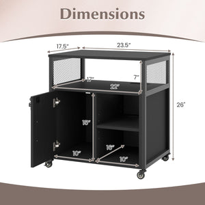 File Cabinet on Wheels with Charging Station and Cable Management Hole-Black view 5