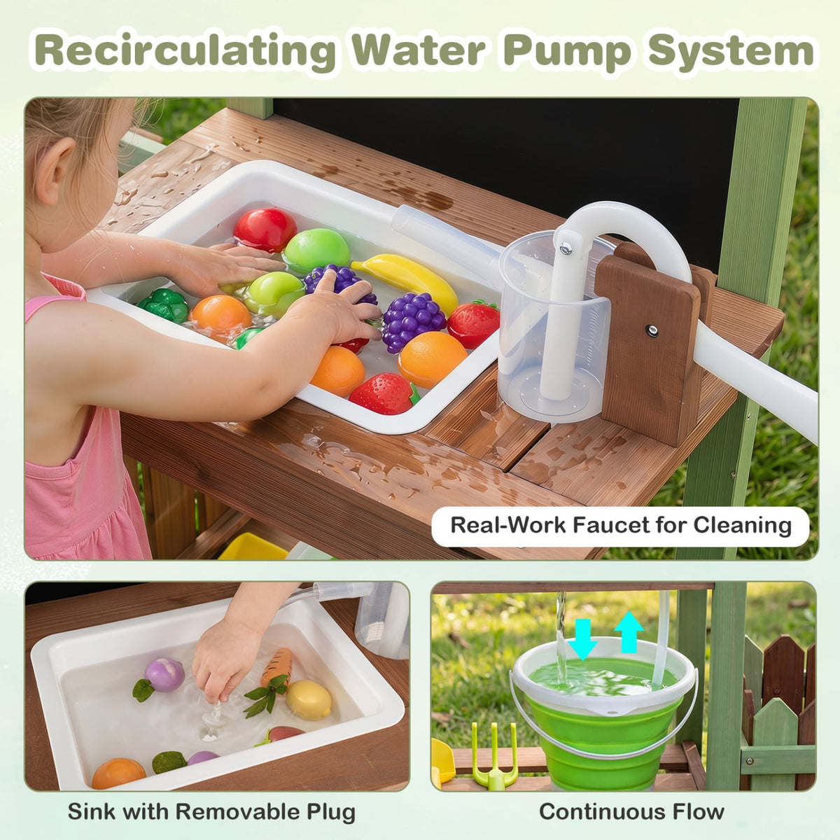 Fir Wood Mud Farm Playset with Planter Box Lockable Yard and Faucet for 3+ Kids view 8