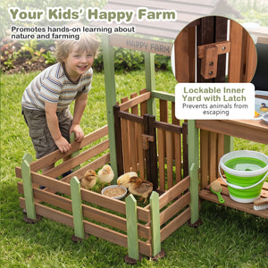 Fir Wood Mud Farm Playset with Planter Box Lockable Yard and Faucet for 3+ Kids view 9