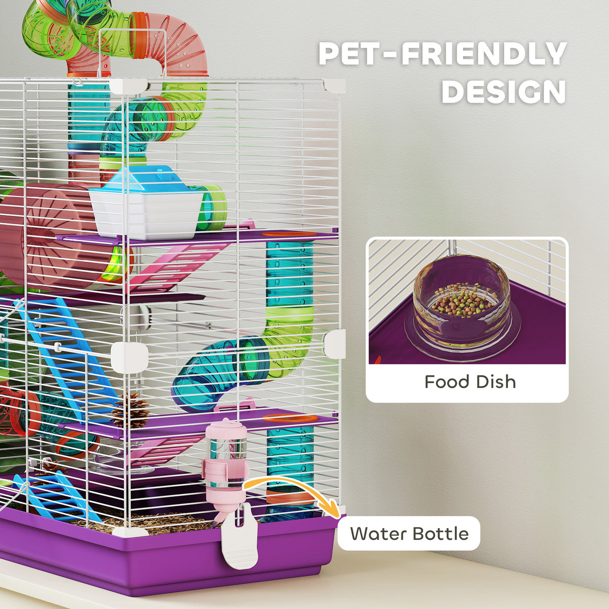 5 Tiers Hamster Cage Portable with Exercise Wheels Play Tube Water Bottle Dishes House Ladder for Gerbils – view 32
