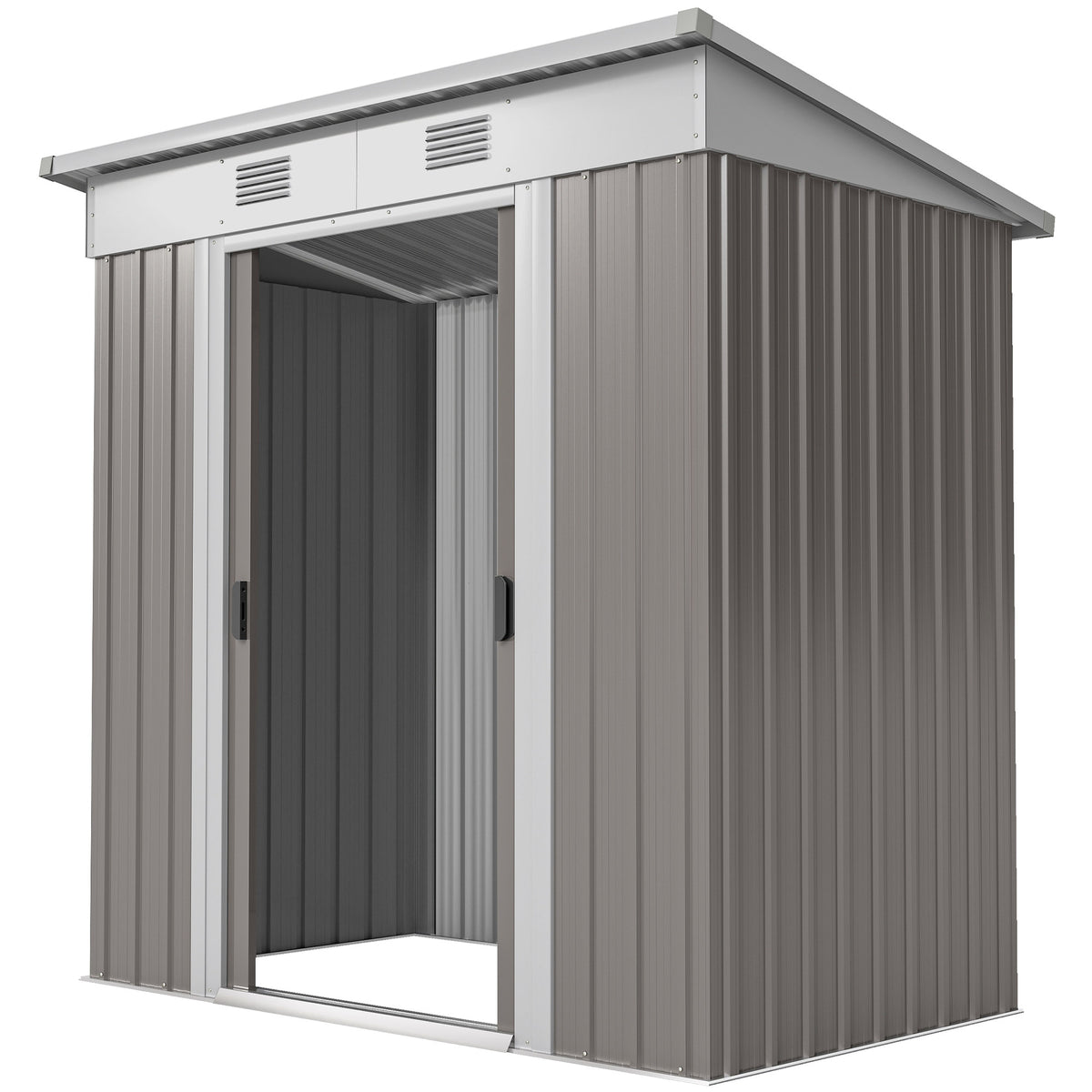 6' x 4' Outdoor Storage Shed, Metal Garden Tool Storage House Organizer with Lockable Sliding Doors and – view 8