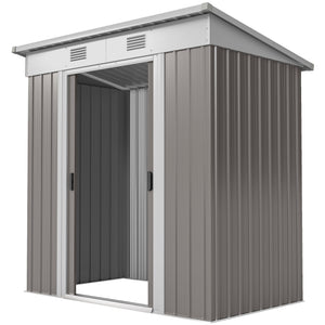 6' x 4' Outdoor Storage Shed, Metal Garden Tool Storage House Organizer with Lockable Sliding Doors and – view 8