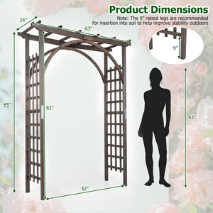 Flat Top Garden Arch Trellis 85 inches Tall Wood for Climbing Plants and Wedding-Brown view 5