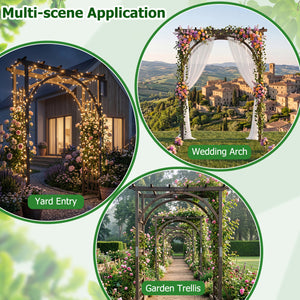 Flat Top Garden Arch Trellis 85 inches Tall Wood for Climbing Plants and Wedding-Brown view 9