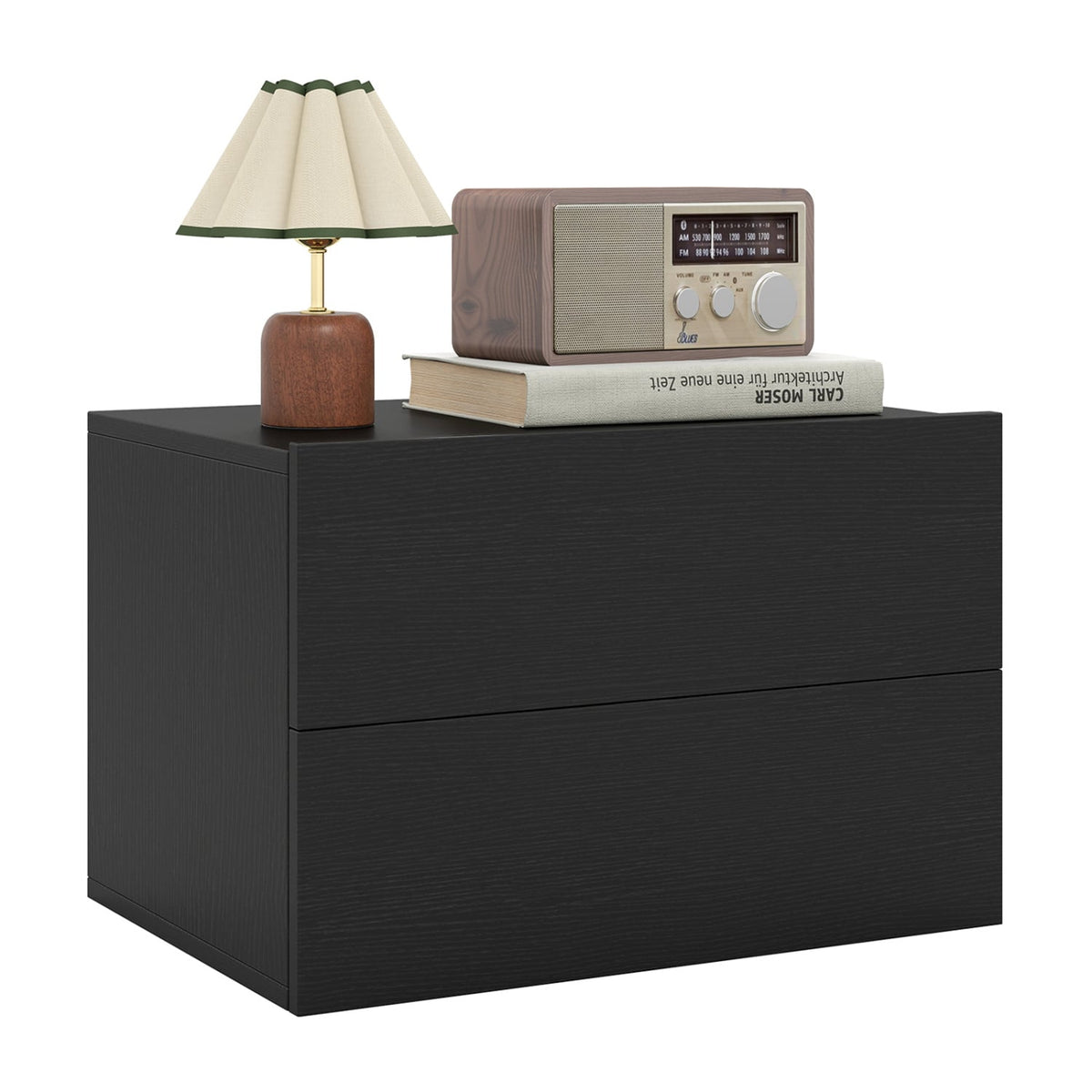 Floating Nightstand with 2 Storage Drawers Wall Mounted for Bedroom-Black view 4