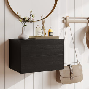 Floating Nightstand with 2 Storage Drawers Wall Mounted for Bedroom-Black view 8