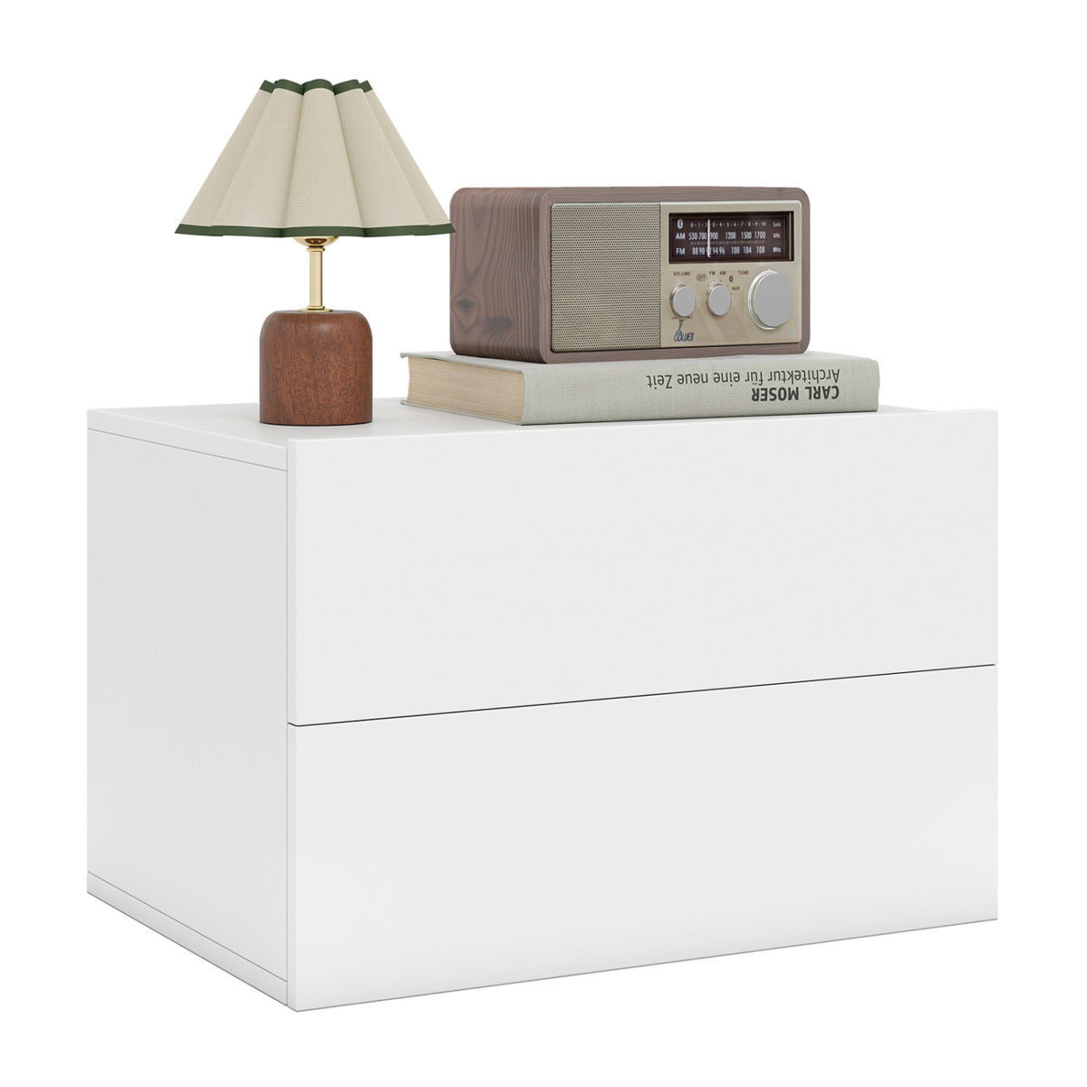Floating Nightstand with 2 Storage Drawers Wall Mounted for Bedroom-White view 4