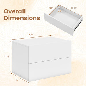 Floating Nightstand with 2 Storage Drawers Wall Mounted for Bedroom-White view 5