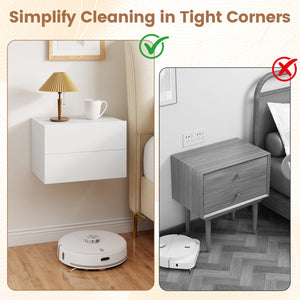 Floating Nightstand with 2 Storage Drawers Wall Mounted for Bedroom-White view 9