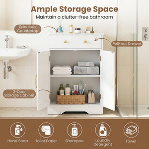Floor Storage Cabinet with Doors Modern Buffet Sideboard with Drawer and Adjustable Shelf-White view 6