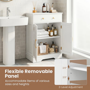 Floor Storage Cabinet with Doors Modern Buffet Sideboard with Drawer and Adjustable Shelf-White view 7