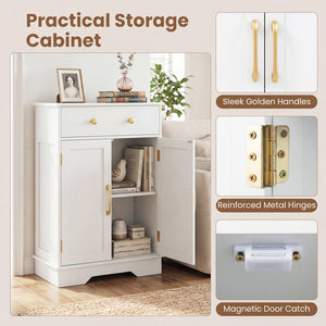 Floor Storage Cabinet with Doors Modern Buffet Sideboard with Drawer and Adjustable Shelf-White view 8