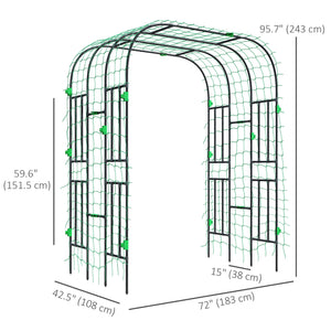 Arched Garden Trellis, 8 FT Tall Metal Plant Trellis Support with Trellis Netting for Climbing Plants