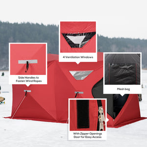 5-8 Person Pop-up Ice Fishing Shelter, Portable Ice Fishing Tent, Blue – view 20