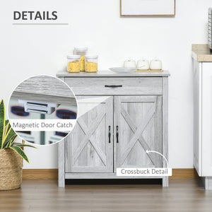 Farmhouse Sideboard Buffet Cabinet, Storage Cabinet with Barn Doors, Grey Grain