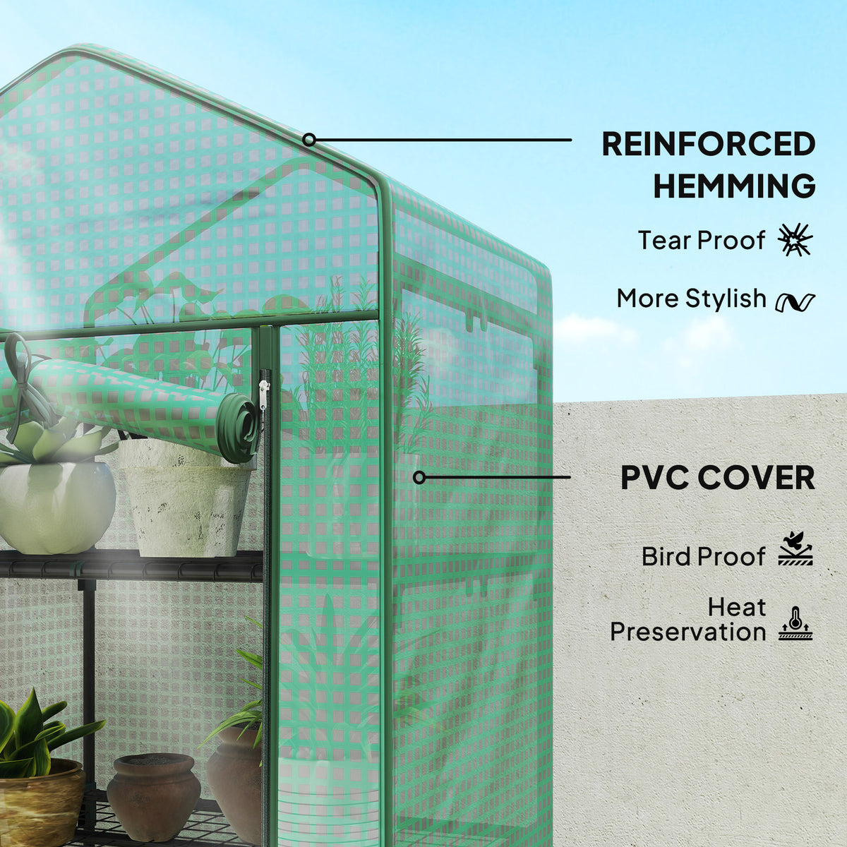 5 Tier Mini Greenhouse, Portable Outdoor Flower Stand with Shelf Clips, Indoor Greenhouse with Steel Frame – view 5
