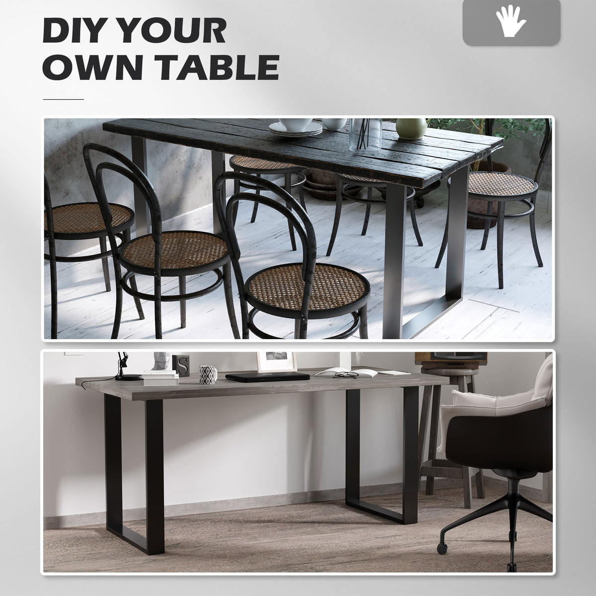 Metal Table Legs Set of 2, Square DIY Furniture Table Legs with Screws and Floor Protectors