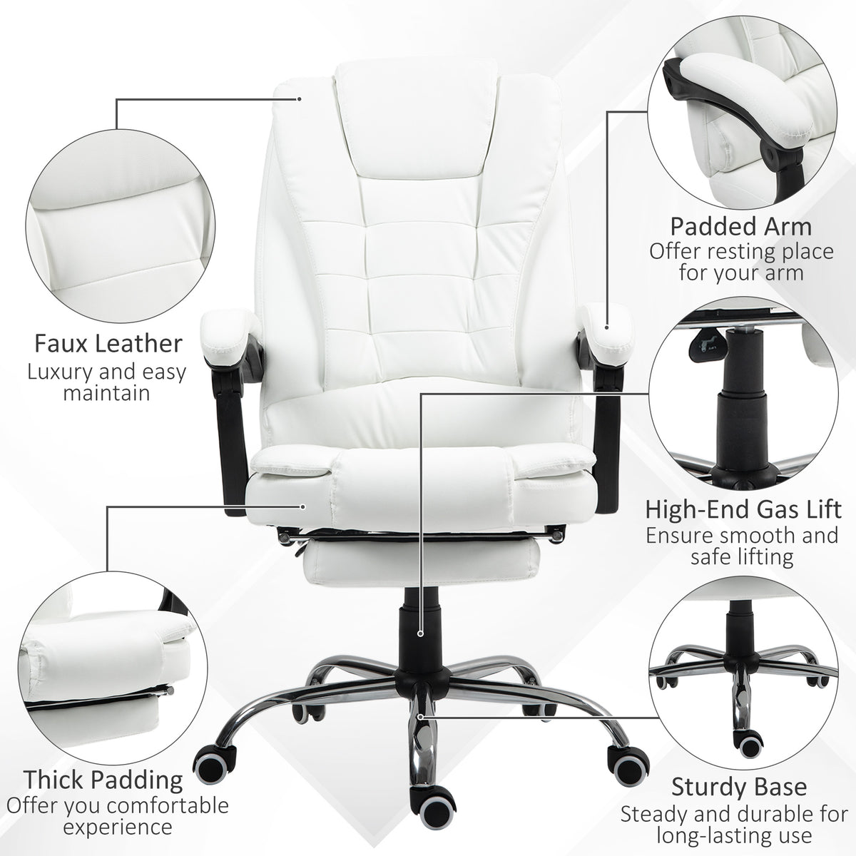 Ergonomic Office Chair with Back Support, PU leather Executive Office Chair with High Back – view 20
