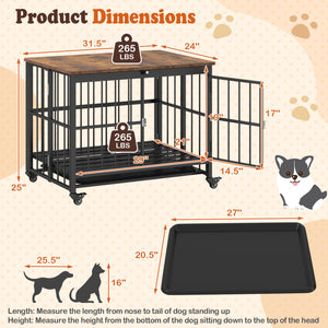 Foldable Dog Crate Furniture with Removable Tray and Lockable Door-S view 5