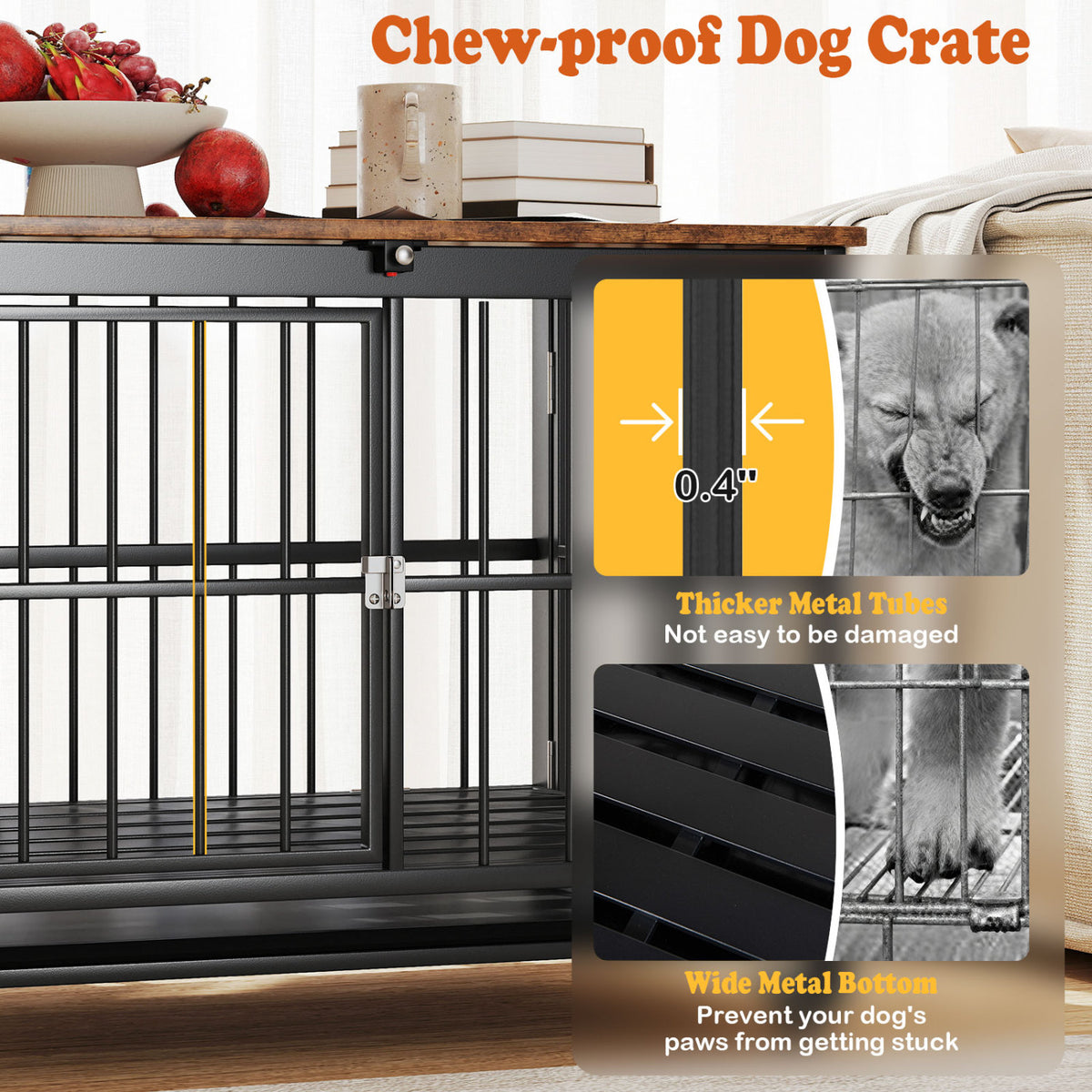 Foldable Dog Crate Furniture with Removable Tray and Lockable Door-S view 9
